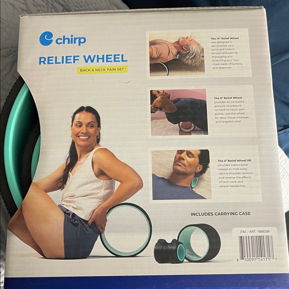 Chirp Relief Wheel Back & Neck Pain Set - Black and Blue